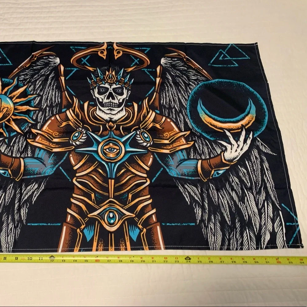 Skeleton skull tapestry emperor wings night day skull moon god all seeing eye